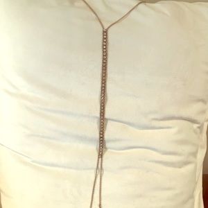 Lariat long gold & sparkle necklace